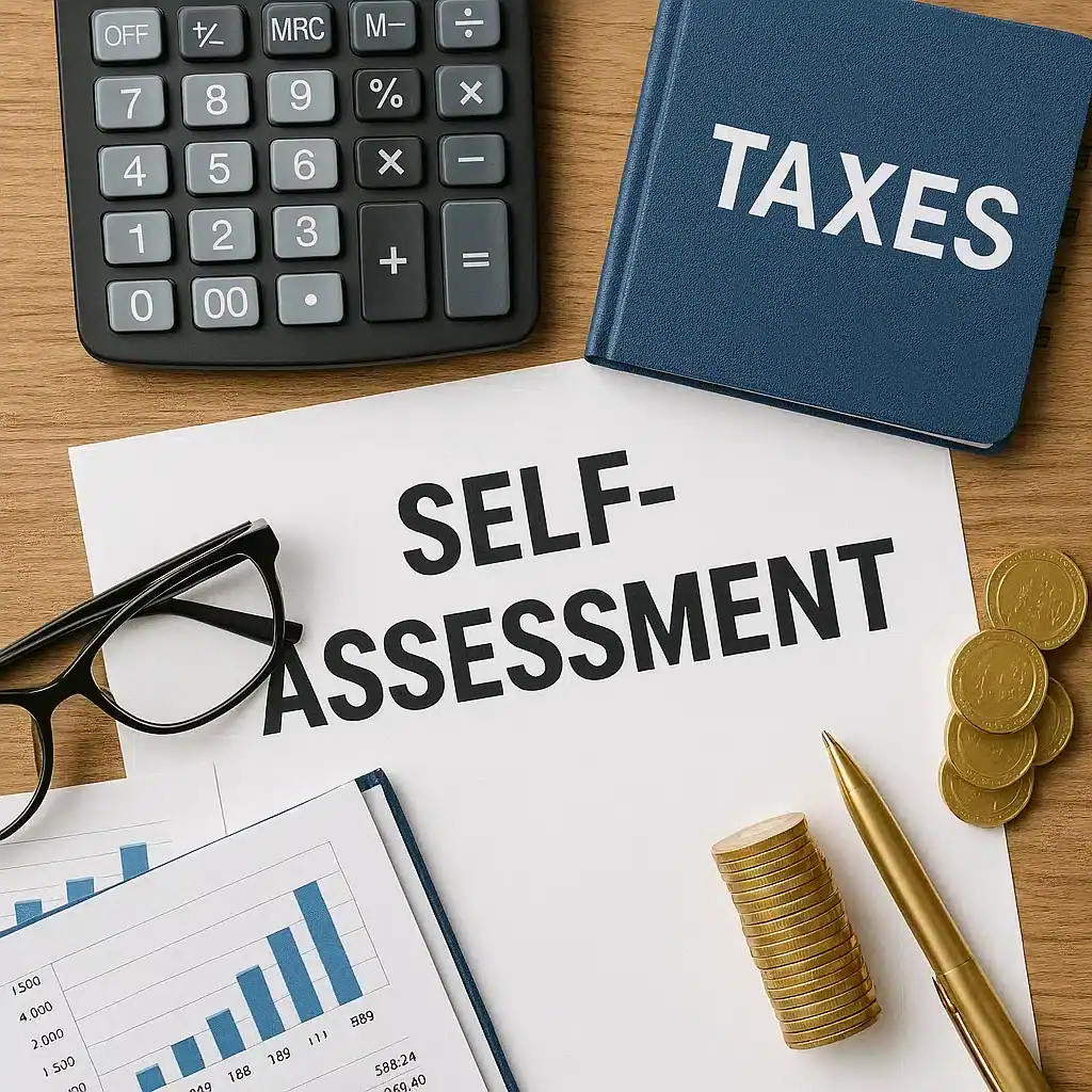 Image of Self Assessment tools displayed on wooden desk