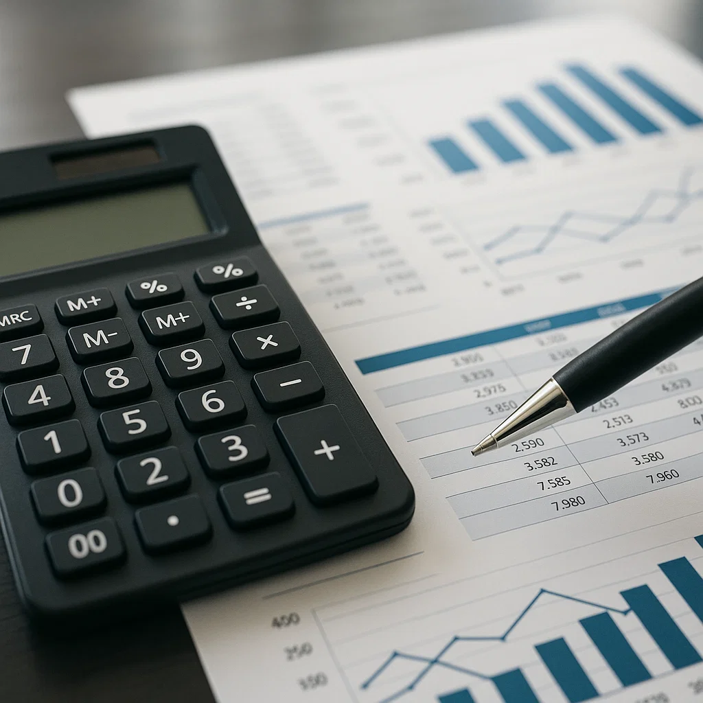Image of Accounts tools displayed on wooden desk